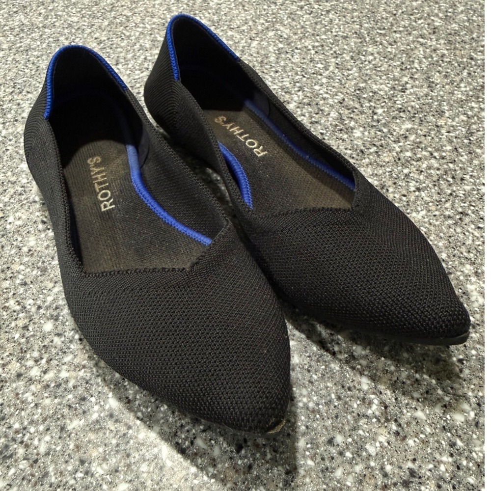 Rothy's The Point Black Solid Pointed Toe Flats Women Size 8 Office Work Comfort